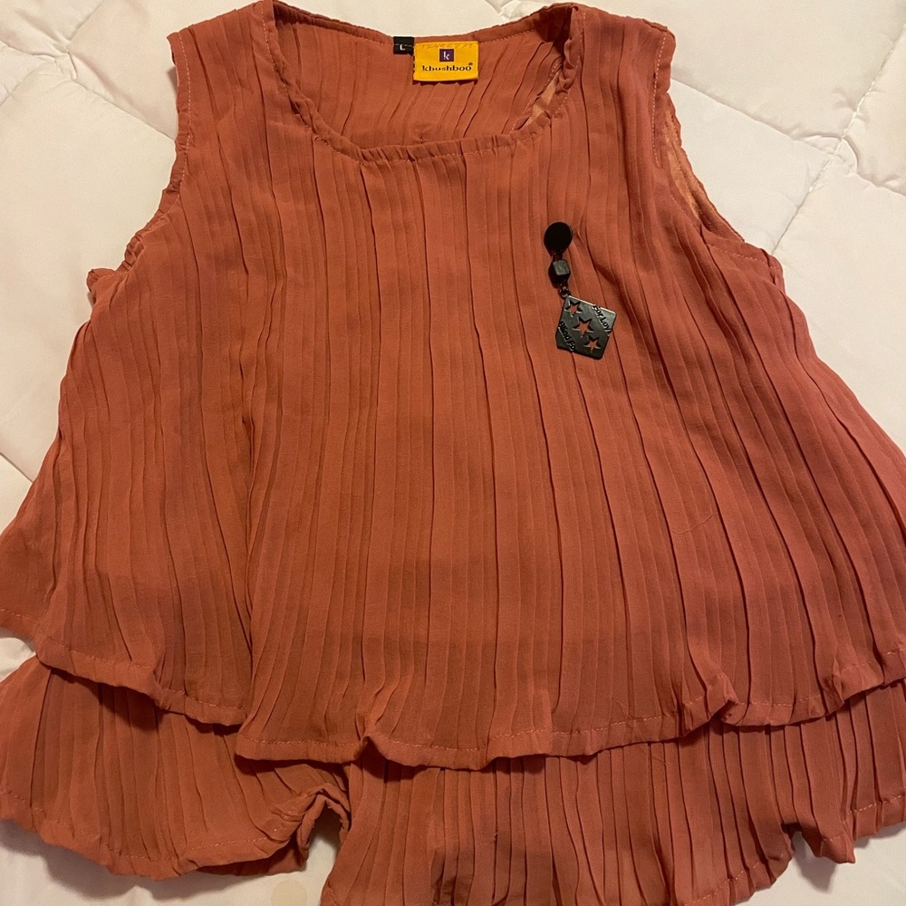 Others Follow Rust Pleated Sleeveless Top